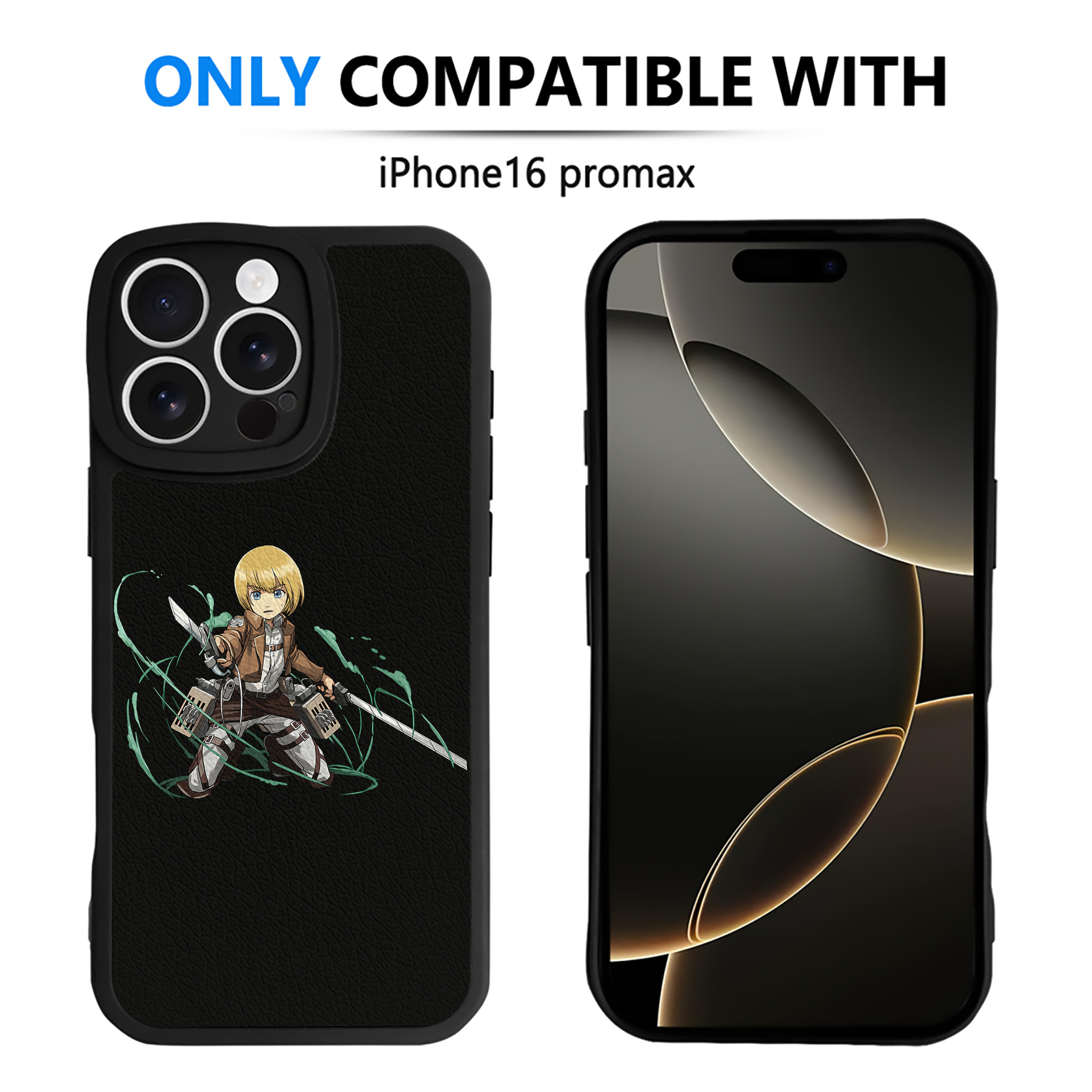 （画像用） 進撃の巨人 アルミン·アルレルト Attack on Titan Armin Arlert 【iPhone 16シリーズ対応】シリコンスマホケース（レザー調） 材質：シリコン
